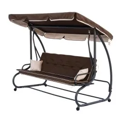 Триместна Градинска Люлка - 230х120х164cm - 350кг - кафява - SW-001