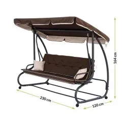Триместна Градинска Люлка - 230х120х164cm - 350кг - кафява - SW-001