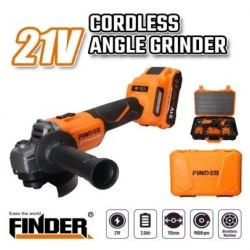 Акумулаторен безчетков ъглошлайф FINDER, 2 Батерии 2Ah, 115mm