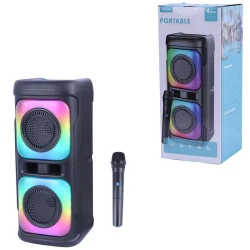 Караоке тонколона GTS-2359 с безжичен микрофон, 2 × 4", 12 W, RGB, Bluetooth