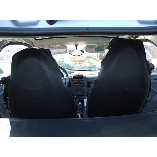 1+1 Калъфи за предни седалки, тапицерия за автомобил Smart Fortwo Смарт Форту, текстил черно