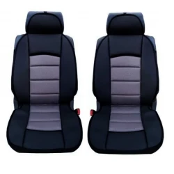 1 + 1 Универсални калъфи, тапицерия за предни седалки, Масажор, високо качествен текстилен материал, Сиво-Черно