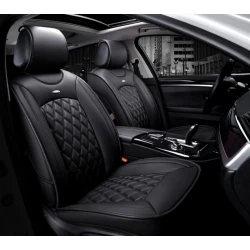 1 + 1 Комплект от 2 броя Универсална Кожена Тапицерия Калъфи За Предни Седалки Черно