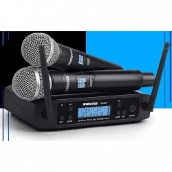 Комплект 2 броя безжични микрофони и UHF приемник с дисплей Shure, GLXD4