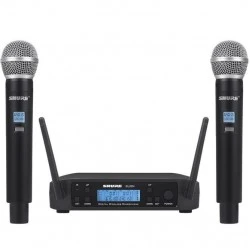 Комплект 2 броя безжични микрофони и UHF приемник с дисплей Shure, GLXD4