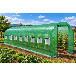 Оранжерия тунелна 800x300x200см, 24 кв.м, с 16 прозореца и 2 врати зелена ТУНДЖА