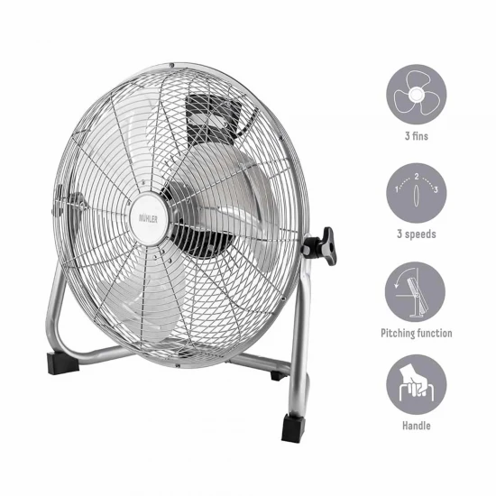 Вентилатор подов 16'' Muhler FM-1613, 90W, индустриален, метален