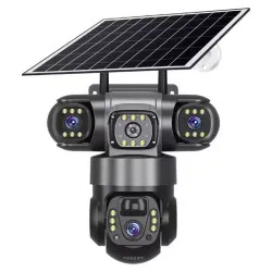Соларна камера – 6MP Full HD, троен обектив, движение, нощно виждане, двупосочна комуникация, IP66