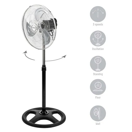 Вентилатор на стойка 16''Muhler FM-6136D 3in1, 50W, индустриален, на стойка, стена, под