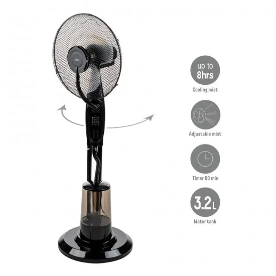 Вентилатор с водна мъгла 16'' Muhler MF-1609RC, 75W, LED, дистанционно