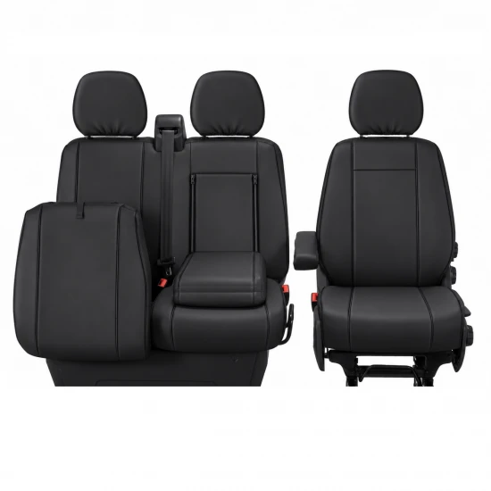 2+1 Тапицерия от еко кожа за предни седалки за Iveco Daily 2015+, черна, 7 части