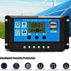 Соларен Заряден Контролер 20A PMW 12V 24V LCD Дисплей, Двойни USB Портове, Защитна Система
