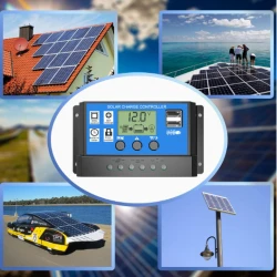 Соларен Заряден Контролер 20A PMW 12V 24V LCD Дисплей, Двойни USB Портове, Защитна Система